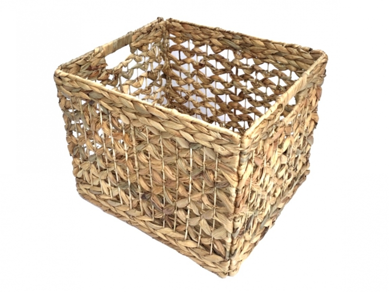 Custom-made Rectangular Water Hyacinth Storage Basket - Foldable Open Weave